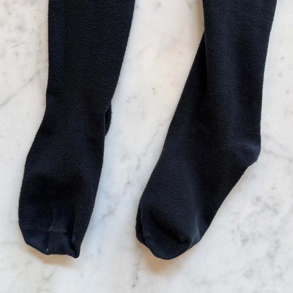Girls Black Footed Tights Size 9 School Uniform Dress Hosiery